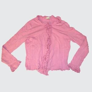 Tyler Boe XL women's pink zip ruffle cardigan angora blend